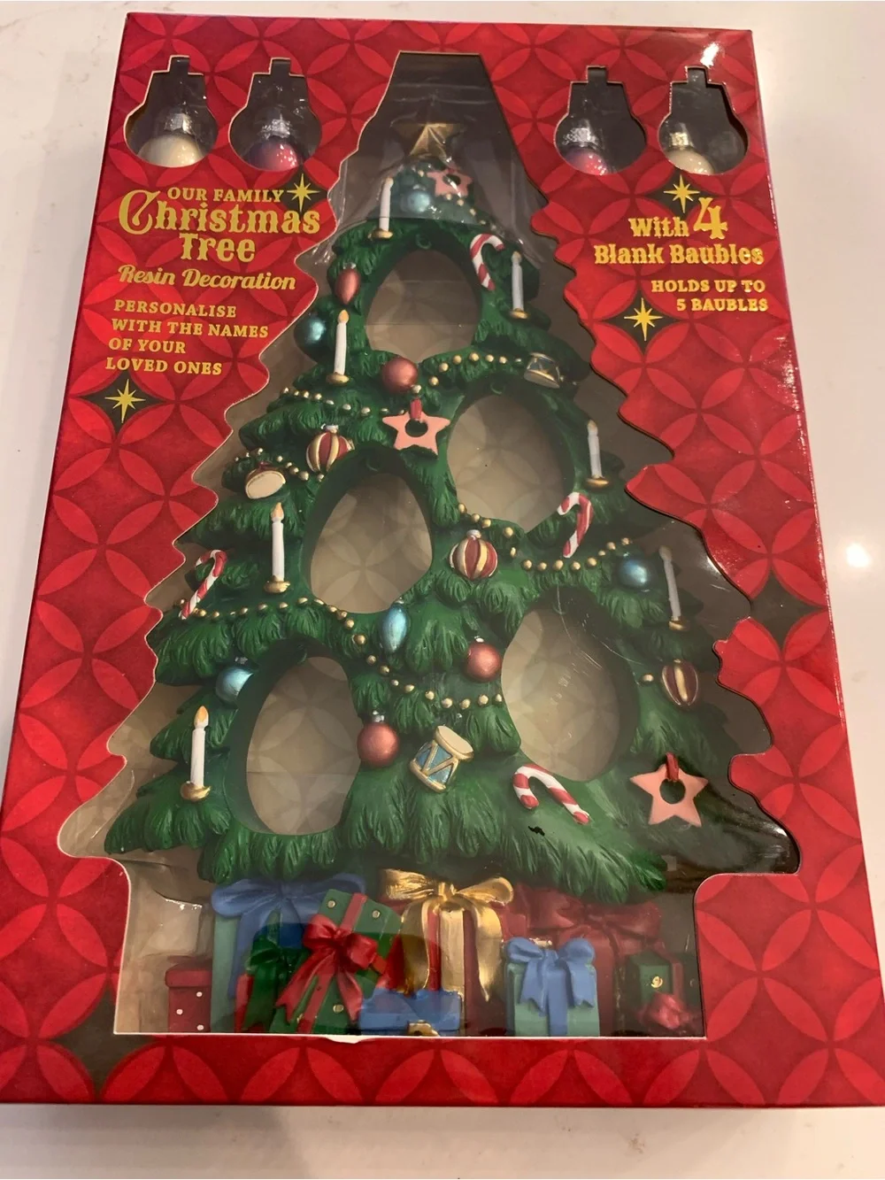 Our Mini Family Christmas Tree Personalized Baubles 9” NEW in box.